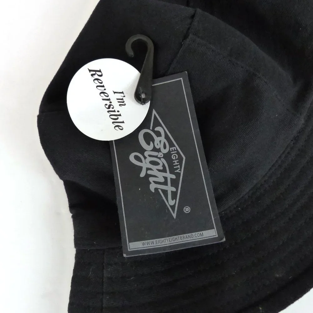 Eighty Eight Embroidered Melting Face Bucket Hat Adult One Size Black Reversible